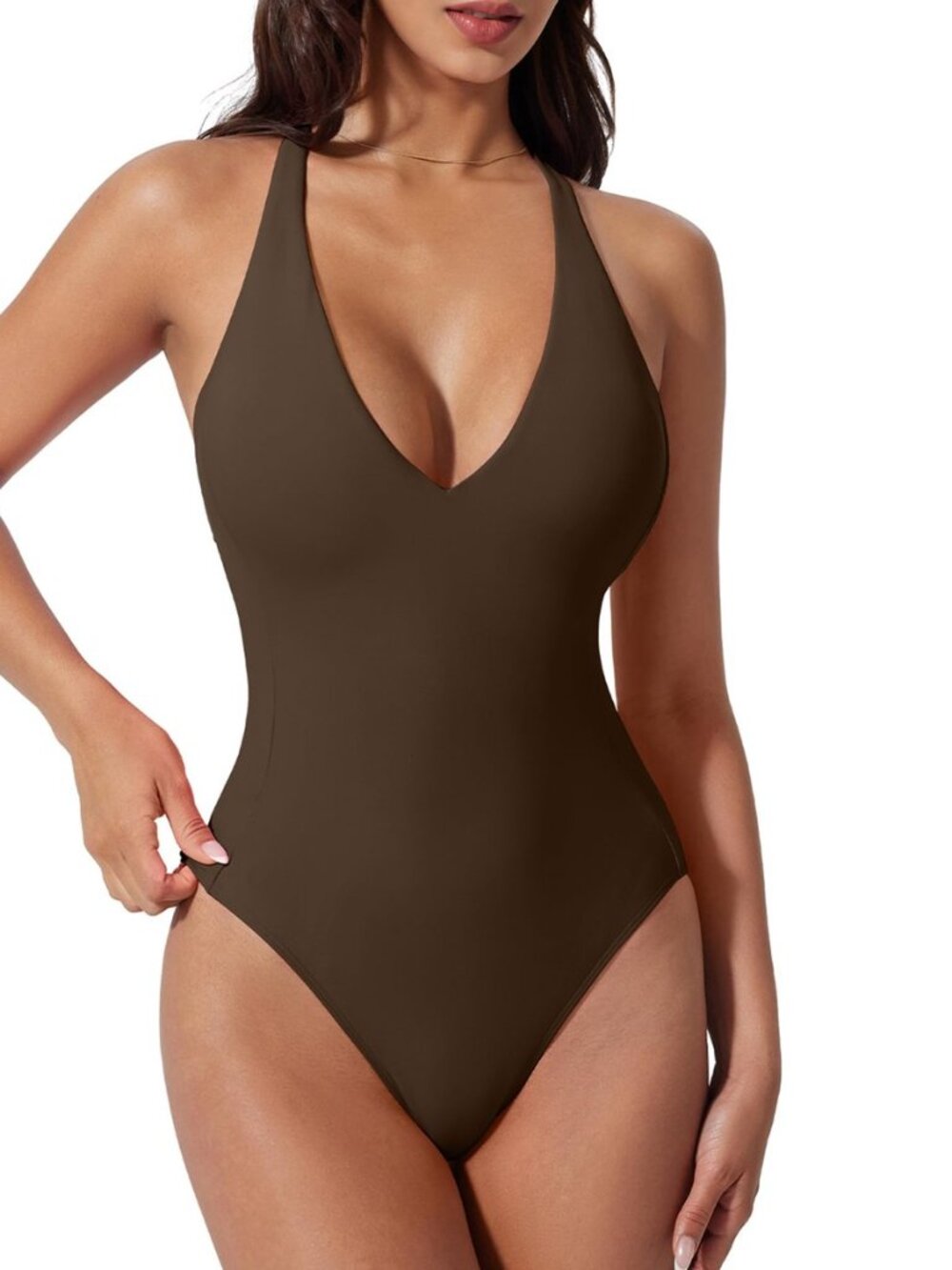 Women Sexy Low Back One Piece Swimsuit Slimming Tummy Control Bathing Suit